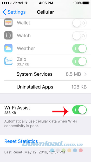 Bật Wi-Fi Assist Bật Wi-Fi Assist