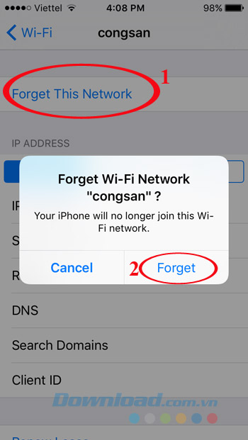 Chọn Forget this network Chọn Forget this network