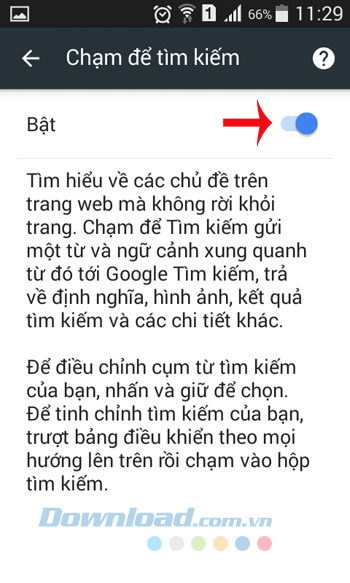 Bật chạm để tìm kiếm