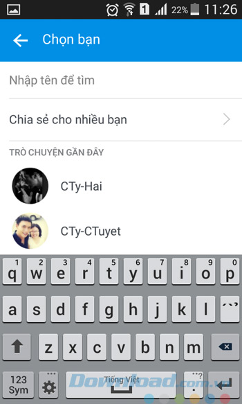 Chọn người chia sẻ ảnh