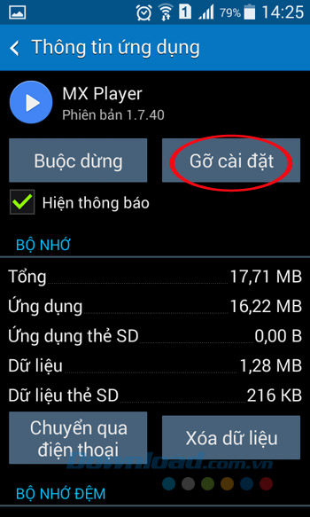 Gỡ cài đặt ứng dụng
