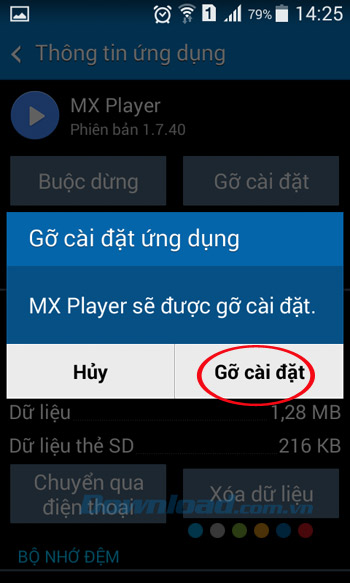 Xác nhận gỡ ứng dụng