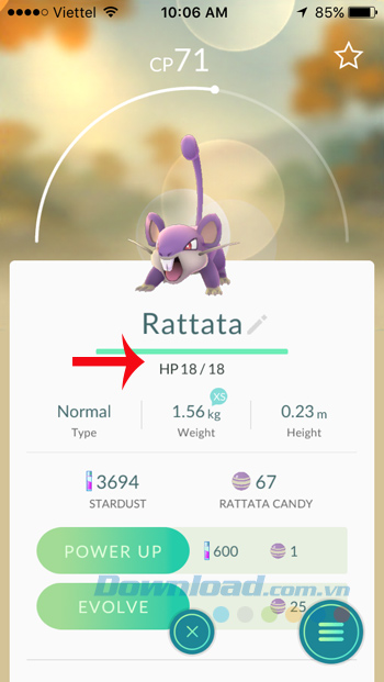 Nâng cấp Pokemon thành công