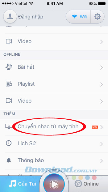 Chuyển nhạc từ máy tính