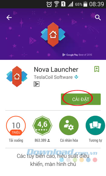 Cài đặt Nova Laucher