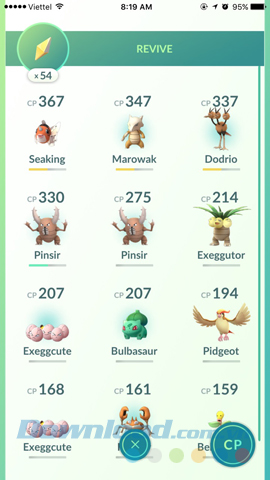 Phục hồi HP cho Pokemon