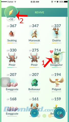 Sử dụng Revive trong Pokemon Go