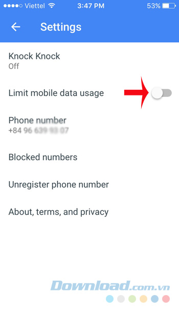 Tắt dữ liệu di động