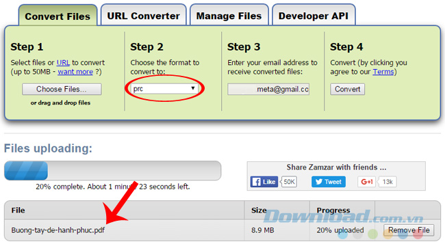 Đổi PDF thành PRC