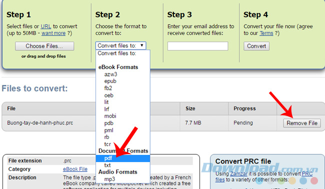 Đổi PRC thành PDF