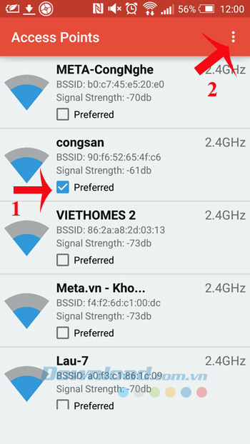 Giao diện chính Wifi Switcher
