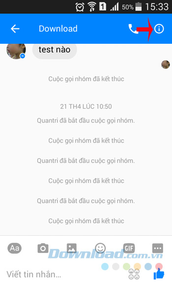 Giao diện chat nhóm