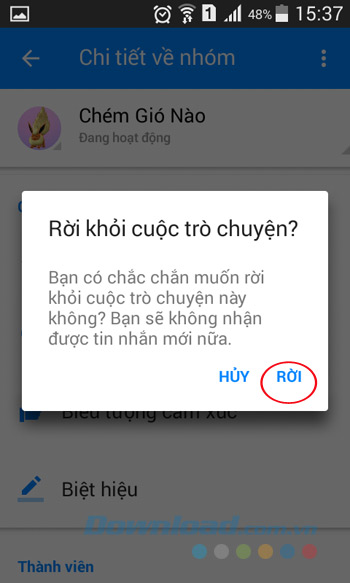 Xác nhận rời nhóm