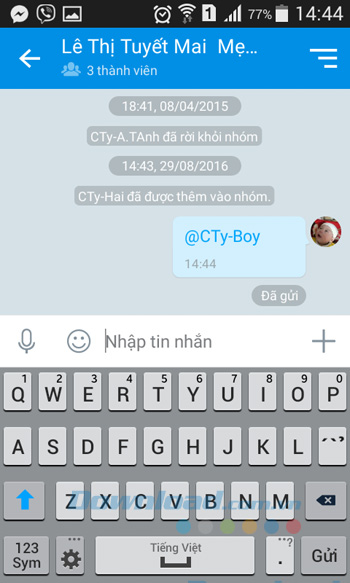 Tag tên bạn bè vào cuộc trò chuyện