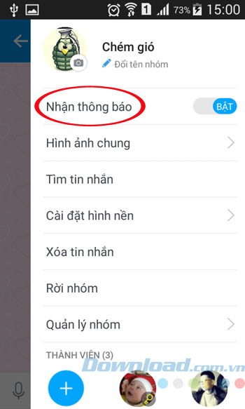 Nhận thông báo