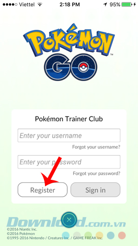 Đăng ký tài khoản Pokemon Trainer club