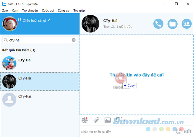 Zalo hỗ trợ gửi file bằng cách kéo thả Zalo hỗ trợ gửi file bằng cách kéo thả