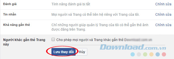 Không cho phép người khác gắn thẻ Không cho phép người khác gắn thẻ