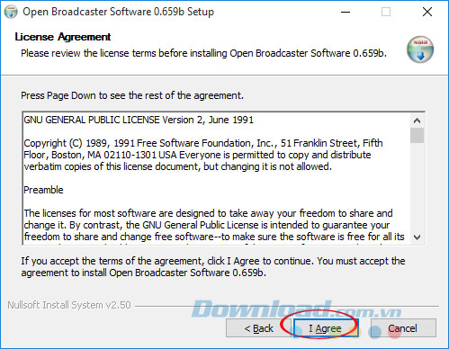 Đồng ý cài đặt Open Broadcaster