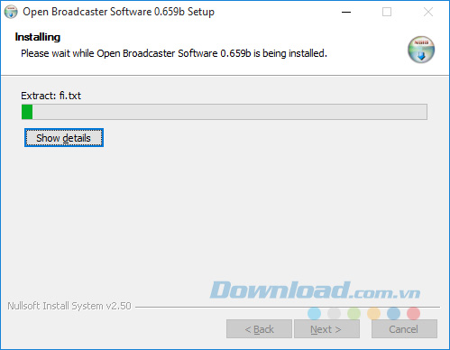 Quá trình cài đặt Open Broadcaster