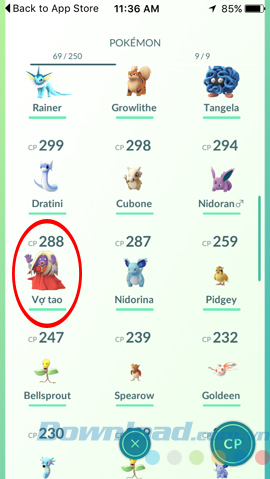 Nhận candy khi đi dạo cùng pokemon