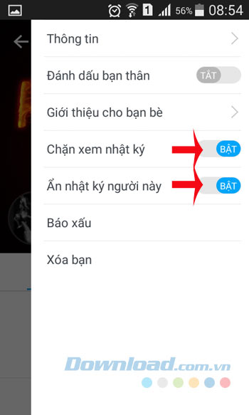 Chặn xem nhật ký