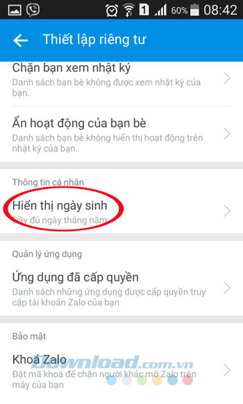Hiển thị ngày sinh
