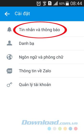 Cài đặt tin nhắn và thông báo