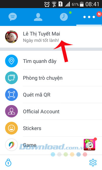 Nhấn vào trang cá nhân