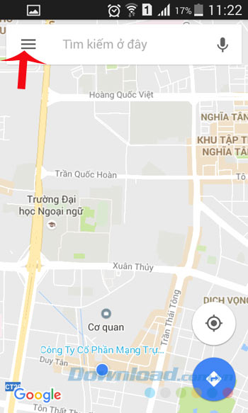 Nhấn vào Menu Google Maps
