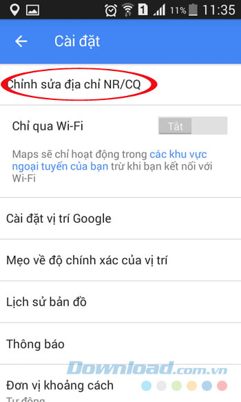 Chỉnh sửa địa chỉ nhà riêng, cơ quan
