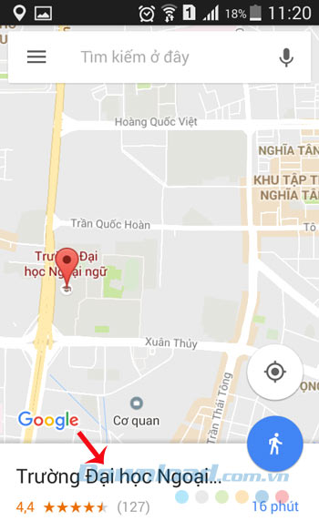 Nhấn vào địa điểm