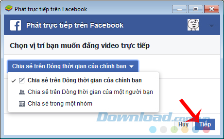 Chọn nơi để phát video stream Chọn nơi để phát video stream
