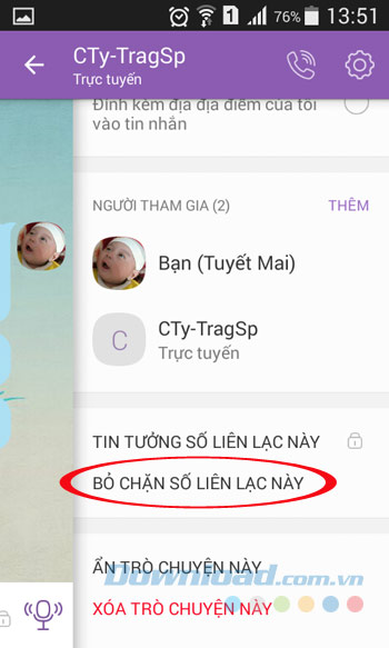 Bỏ chặn số liên lạc Bỏ chặn số liên lạc