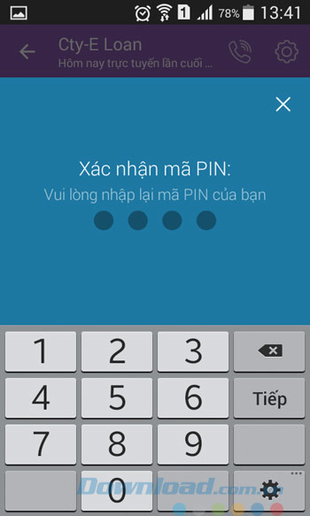 Nhập lại mã pin Nhập lại mã pin