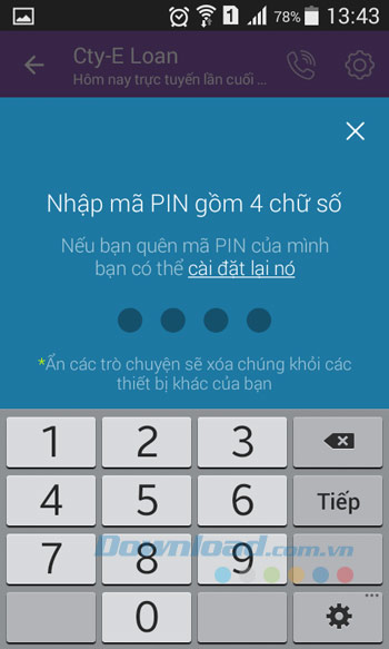 Nhập mã pin Nhập mã pin