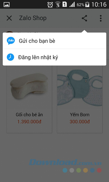 Chia sẻ thông tin shop với bạn bè