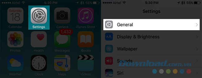 Vào cài đặt trên iOS 10