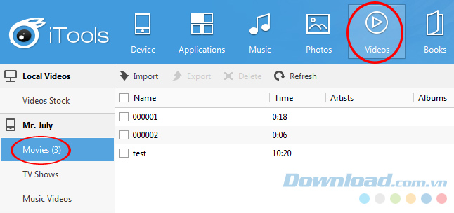 Danh sách video trên iPhone
