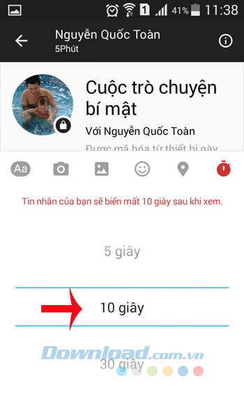 Đặt thời gian tự hủy tin nhắn Đặt thời gian tự hủy tin nhắn