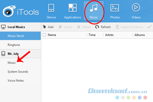 Thẻ Music trên iTools Thẻ Music trên iTools