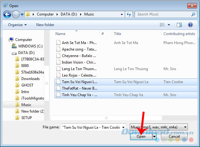 Mở file nhạc trên máy tính Mở file nhạc trên máy tính