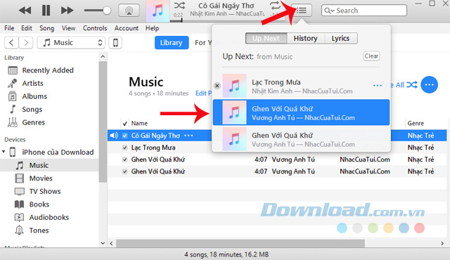 Kéo thả bài hát