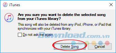 Xác nhận xóa bài hát trùng