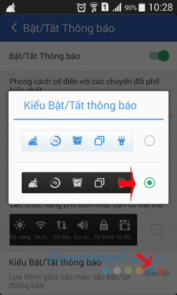 Chọn kiểu thông báo Chọn kiểu thông báo