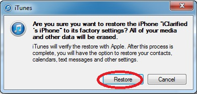 Nhấp vào Restore