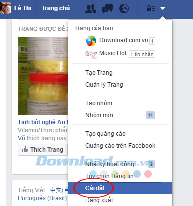 Cài đặt Facebook