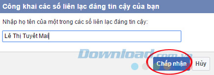 Nhập họ tên của một trong số liên lạc tin cậy