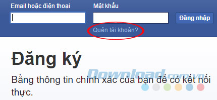 Quên tài khoản Facebook