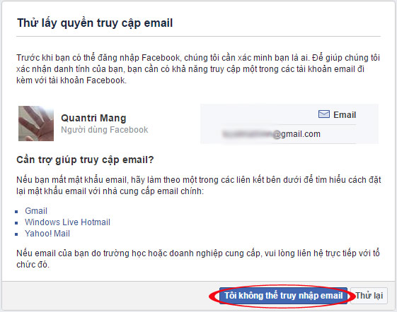 Thử lấy quyền truy cập Email